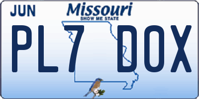 MO license plate PL7D0X
