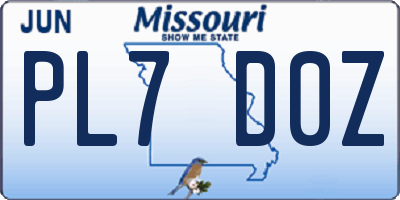 MO license plate PL7D0Z