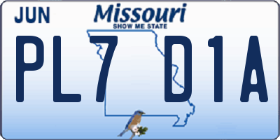 MO license plate PL7D1A