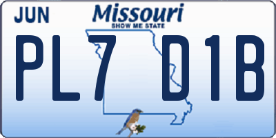 MO license plate PL7D1B