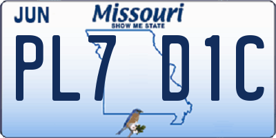 MO license plate PL7D1C
