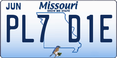 MO license plate PL7D1E