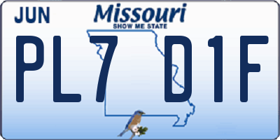MO license plate PL7D1F