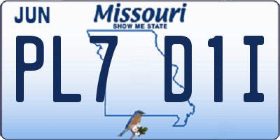 MO license plate PL7D1I