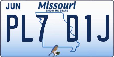 MO license plate PL7D1J