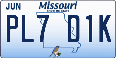 MO license plate PL7D1K
