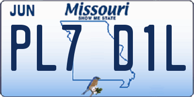 MO license plate PL7D1L