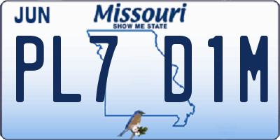 MO license plate PL7D1M