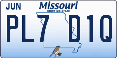 MO license plate PL7D1Q