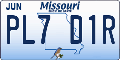 MO license plate PL7D1R
