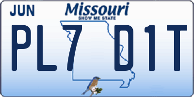 MO license plate PL7D1T