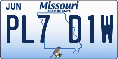 MO license plate PL7D1W