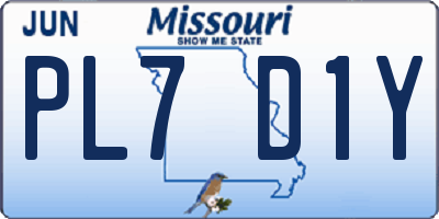 MO license plate PL7D1Y