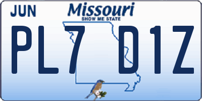 MO license plate PL7D1Z