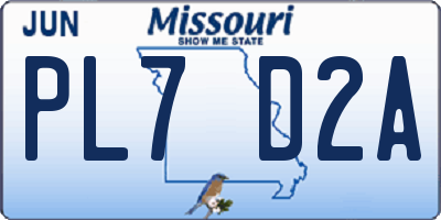 MO license plate PL7D2A
