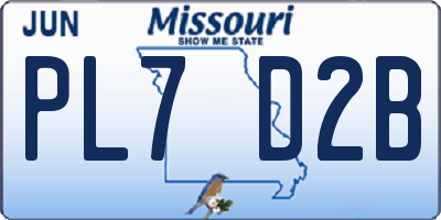 MO license plate PL7D2B
