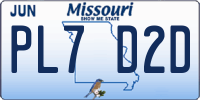 MO license plate PL7D2D