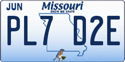 MO license plate PL7D2E