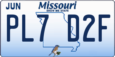 MO license plate PL7D2F