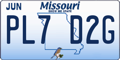 MO license plate PL7D2G