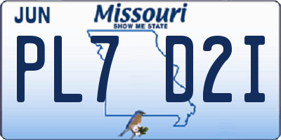 MO license plate PL7D2I