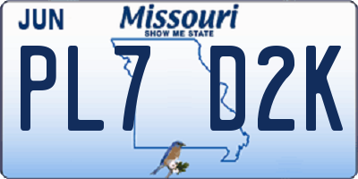 MO license plate PL7D2K