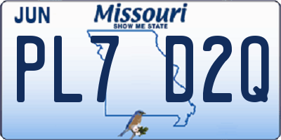 MO license plate PL7D2Q