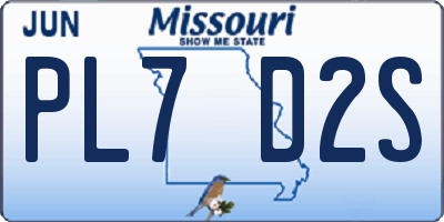 MO license plate PL7D2S