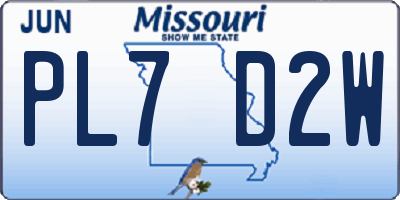MO license plate PL7D2W