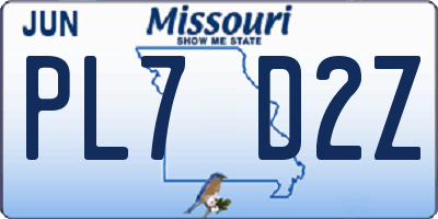 MO license plate PL7D2Z