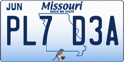 MO license plate PL7D3A