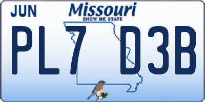 MO license plate PL7D3B