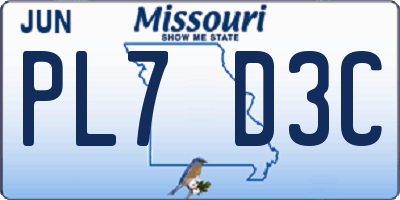 MO license plate PL7D3C
