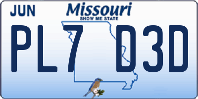 MO license plate PL7D3D