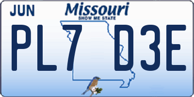 MO license plate PL7D3E