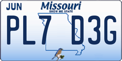 MO license plate PL7D3G