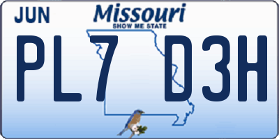 MO license plate PL7D3H