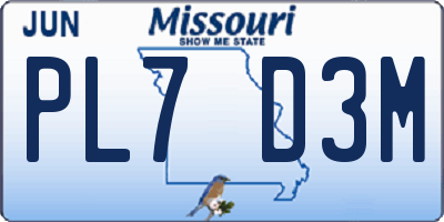 MO license plate PL7D3M