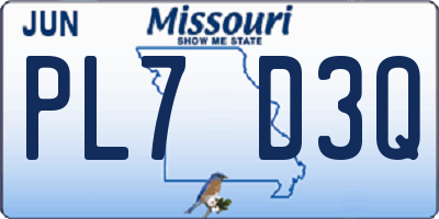 MO license plate PL7D3Q