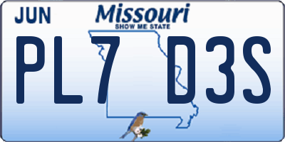 MO license plate PL7D3S