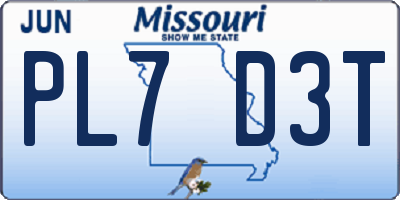 MO license plate PL7D3T