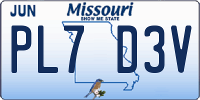MO license plate PL7D3V