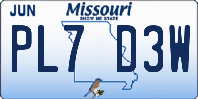 MO license plate PL7D3W