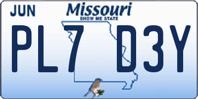 MO license plate PL7D3Y
