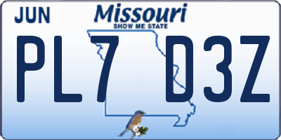 MO license plate PL7D3Z