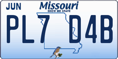 MO license plate PL7D4B