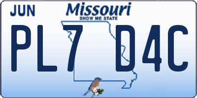 MO license plate PL7D4C