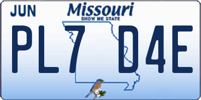 MO license plate PL7D4E