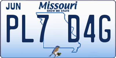 MO license plate PL7D4G