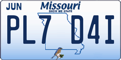 MO license plate PL7D4I